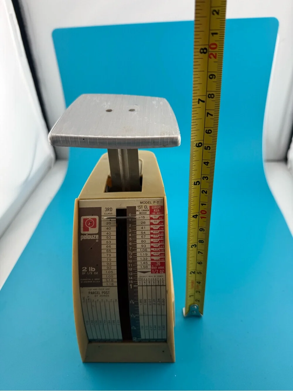 Vintage Pelouze Model P-2 Mechanical Postal Scale 2 lb Mid Century Office